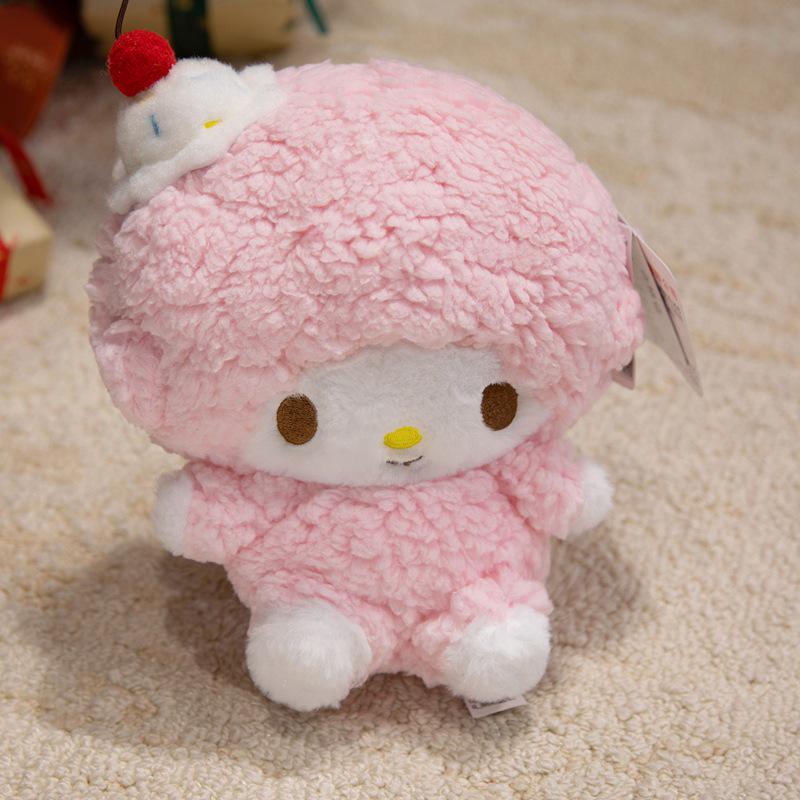 Sanrio Little Sheep Plush Coin Purse with Strawberry Charm & Bow