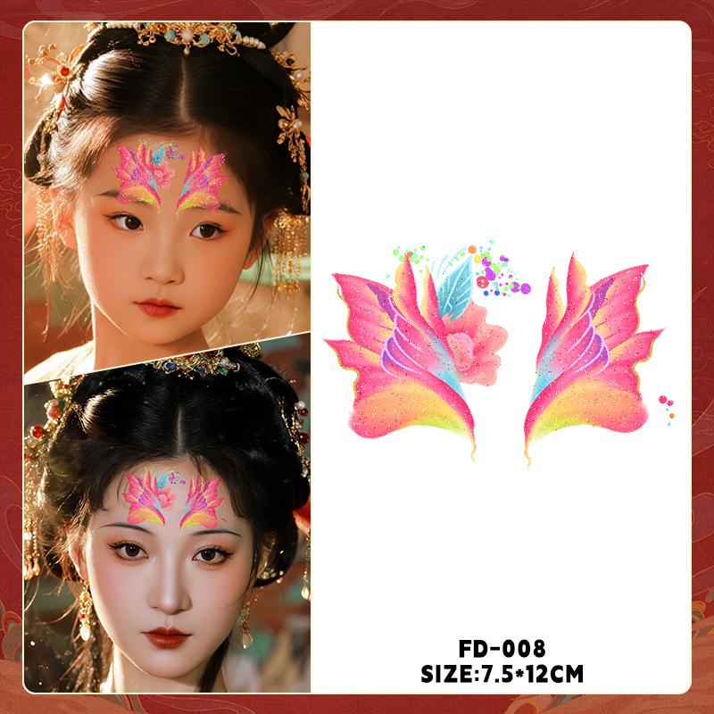 Ancient Style Dunhuang Glitter Face and Forehead Tattoo Stickers for Hanfu Costumes