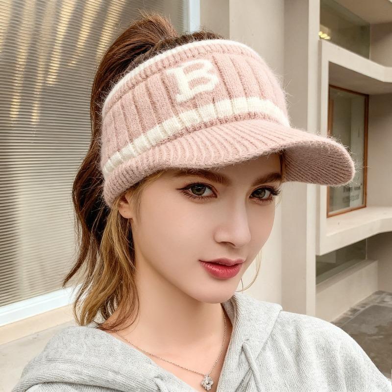 Fashion Empty Top Women Baseball Cap Cold-proof Soft Windproof Bonnet Warm Ear Protection Earmuffs Beanies Hat Autumn Winter