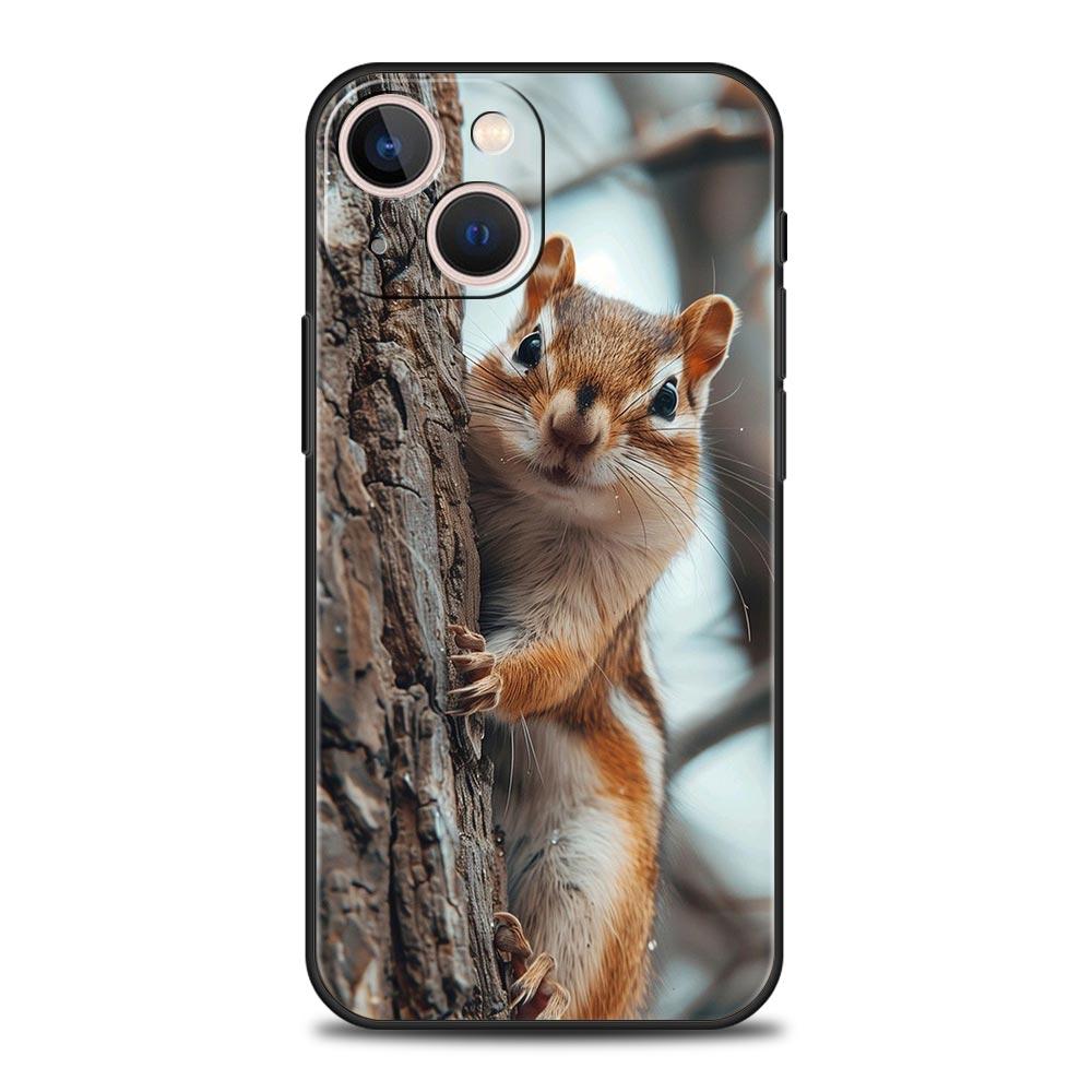 

Cartoon Animal Bear Fox Squirrel Luxury Phone Case For iPhone 17 Air 16 Plus 13 15 14 12 11 Pro MAX 7 8 SE Soft TPU Black Cover iPhone 17 Air
