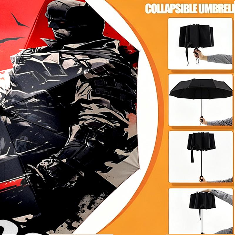 Custom Name Personalized Batman Print Umbrella, Auto Open Close, 8‑Rib Sturdy Frame, Commute Camping Hiking Use, Birthday Gift