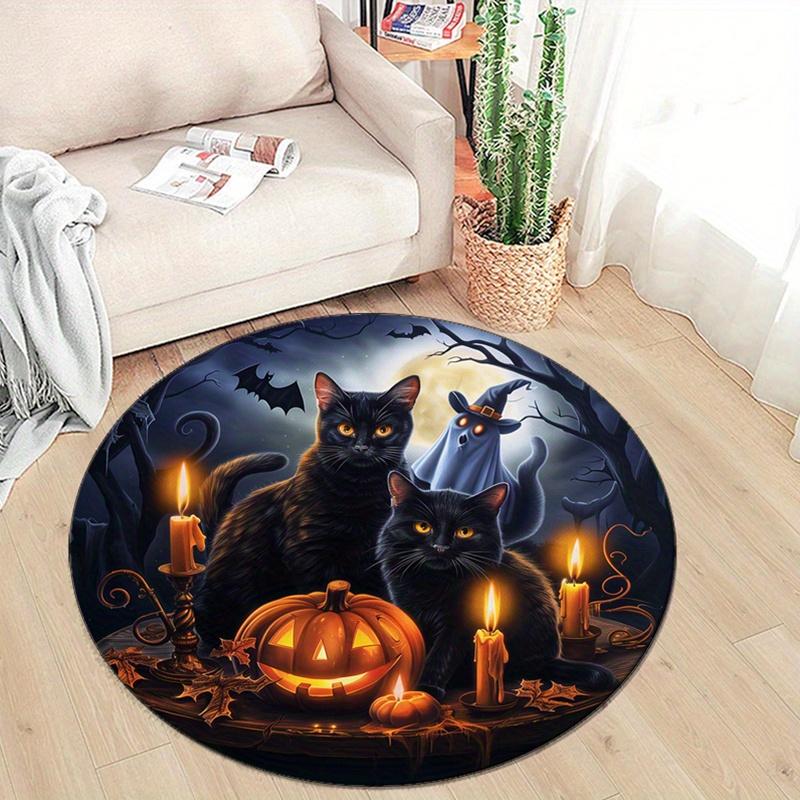 Halloween Kitten and Ghost Print Round Carpet