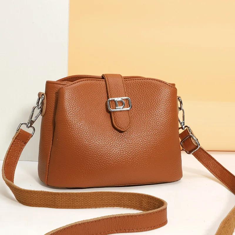 Brand Genuine Leather Handbag  Fashion Luxury Women Shoulder Crossbody Bag Designer Cow Leather Tote Female Messenger Sac