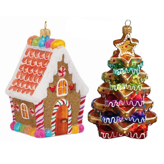 Yousheng Gingerbread House Christmas Decoration Resin Gingerbread Christmas Tree Hanging Ornaments for Tree Holiday Party Home Decor
