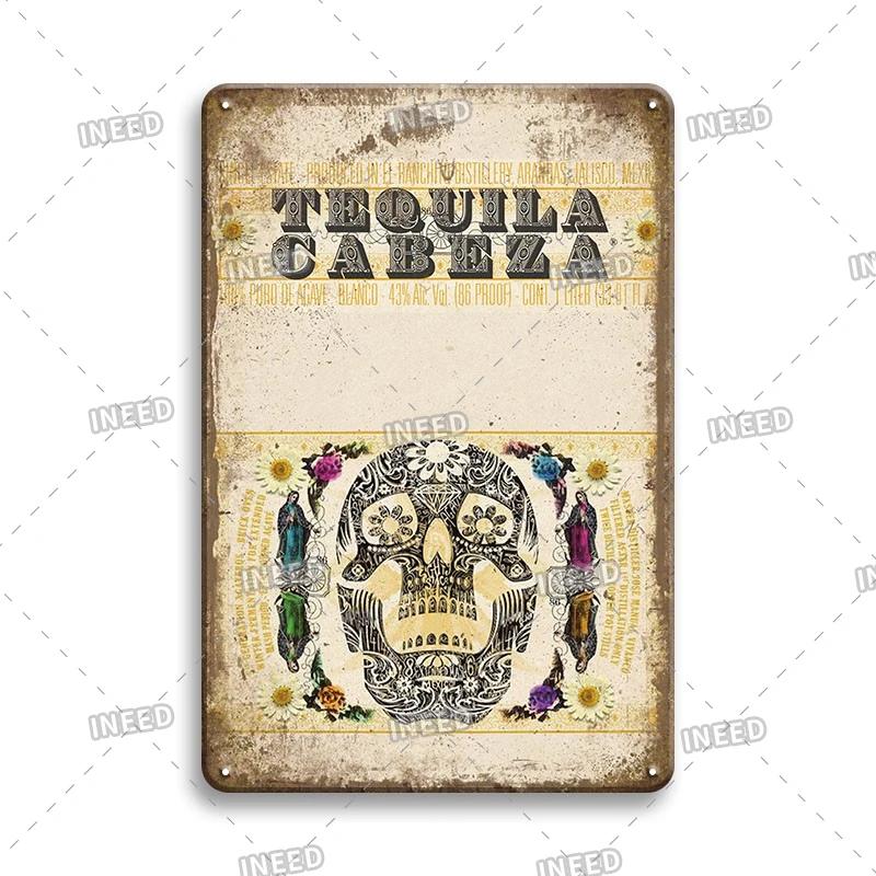 Tequila Whisky Tin Sign Metal Sign Dekoracyjny Vintage Plate Decor Retro Plakietka do Baru Pub Man Cave Club Room Home Wall Decor