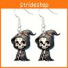 Halloween Earrings Themed Featuring Each Cat Demon Pumpkin And Skull Pattern