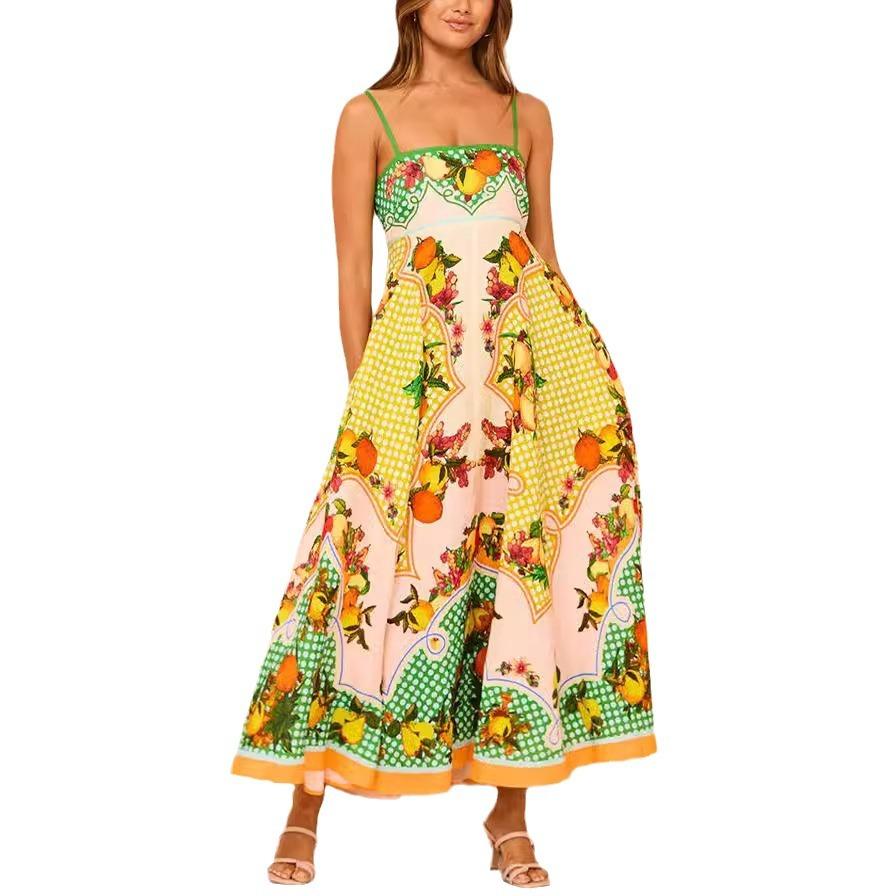 

IHUASU сексуальное женское хлопковое льняное платье без рукавов с принтом через шею XL