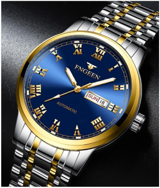 Fngeen 4002 Luxury Business Men Stainless Steel Watches Famous Brand Clock Luminous Fashion Waterproof Men's Quartz Wristwatch