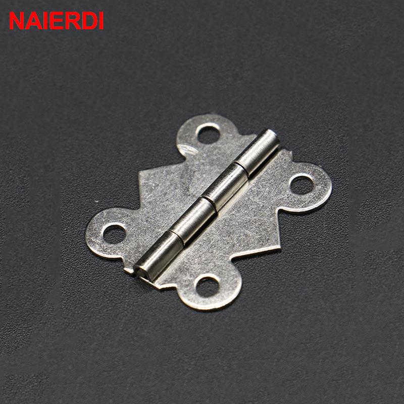30pcs NAIERDI 20mm x17mm Bronze Gold Silver Mini Butterfly Door Hinges Cabinet Drawer Jewellery Box Hinge For Furniture Hardware