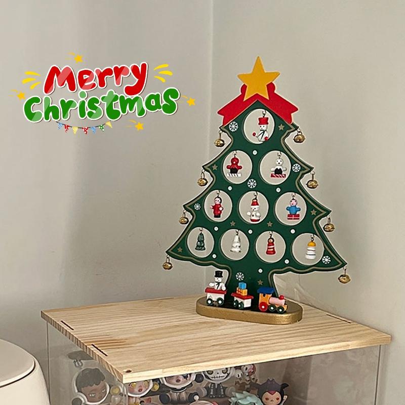 Wooden Christmas Tree Desktop Ornament DIY Mini Christmas Tree Decorations Window Display Ornament Adornos Navideños