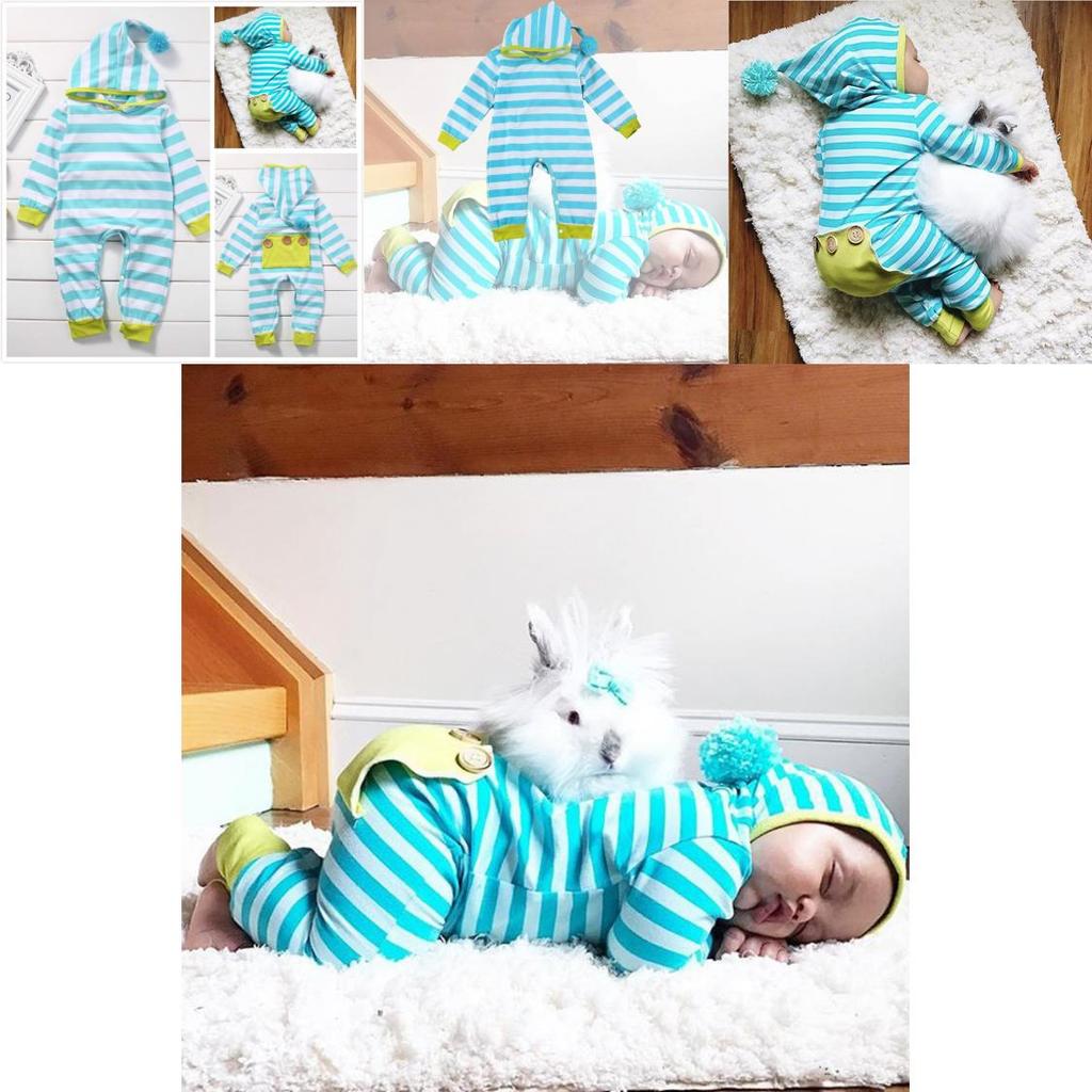 Adorable Cotton Newborn Romper Unisex Baby Jumpsuit Comfortable Long Sleeve Striped Onesie