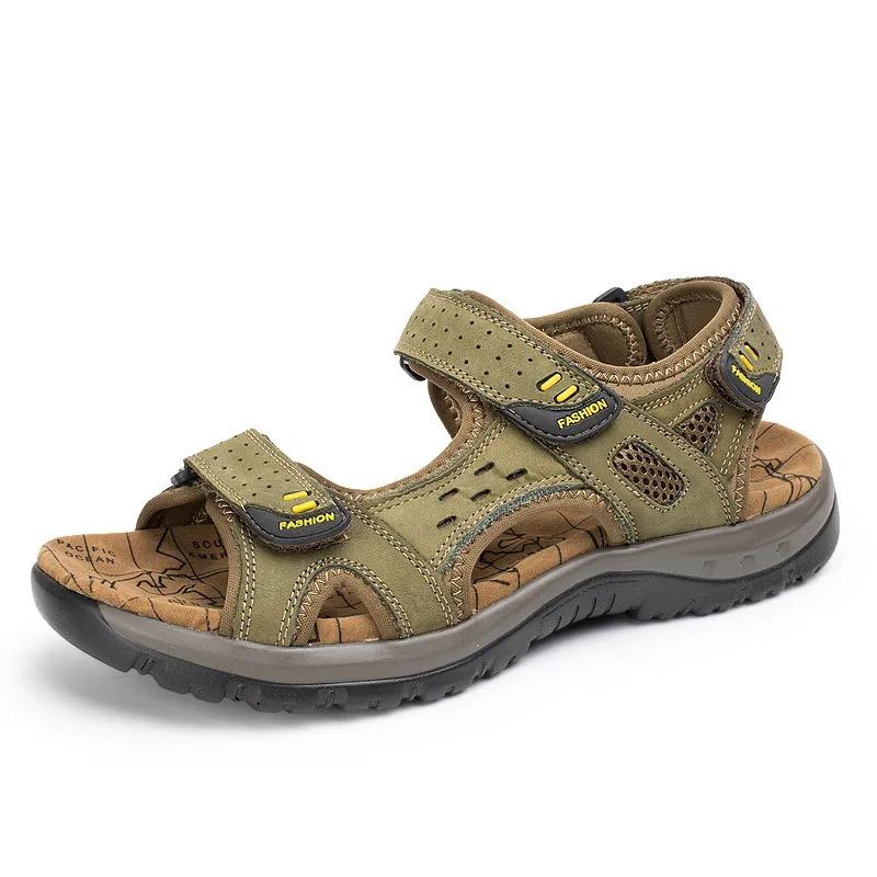 Fashion New Fashion Summer Leisure Men Shoes Beach Sandals High Quality Genuine Leather Sandals Soft Large Size Men's Sandals Size 38-48