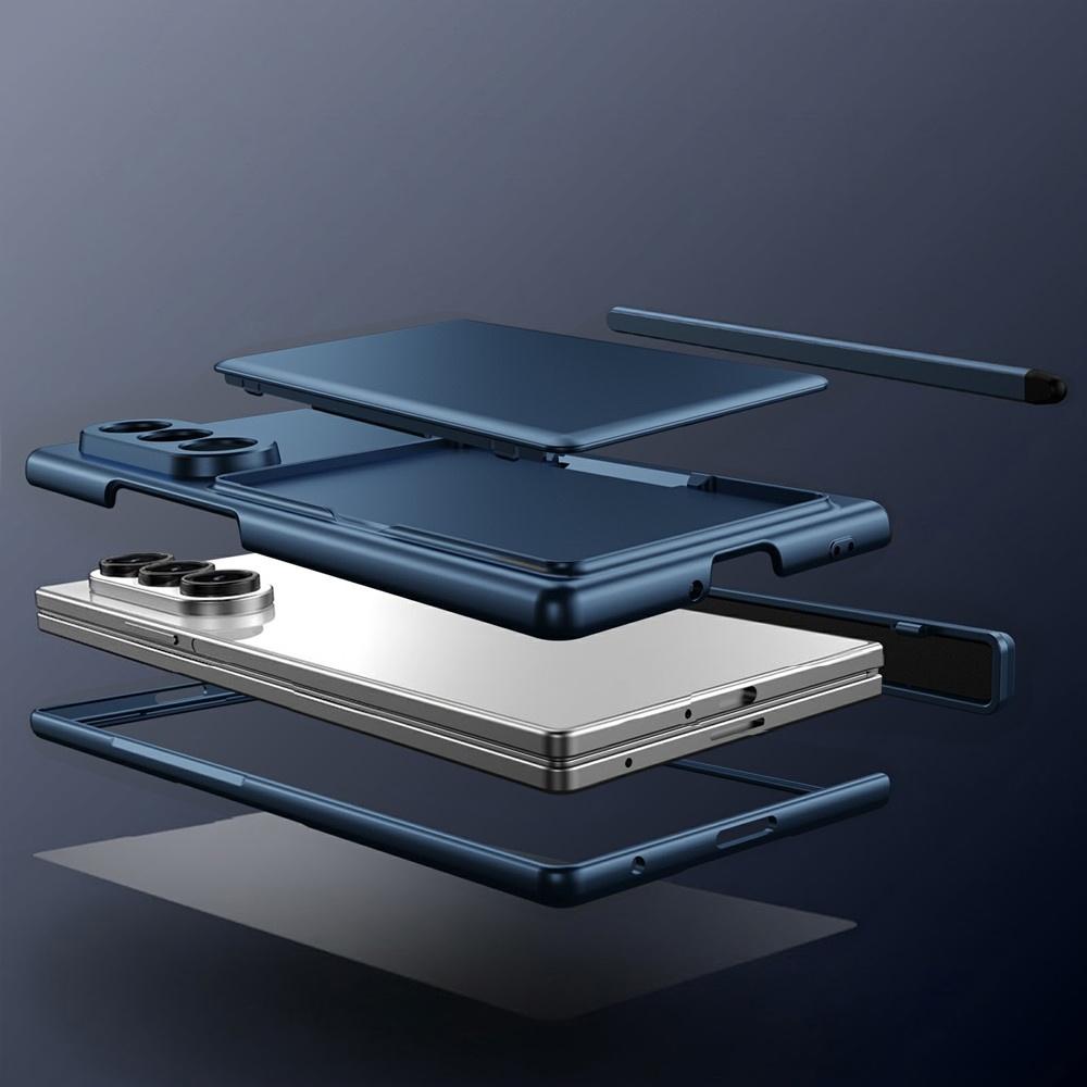 Samsung Galaxy Z Fold 8 Ultra Hülle, Kartenhalter, mit Glas für äußeren Bildschirm, Blau