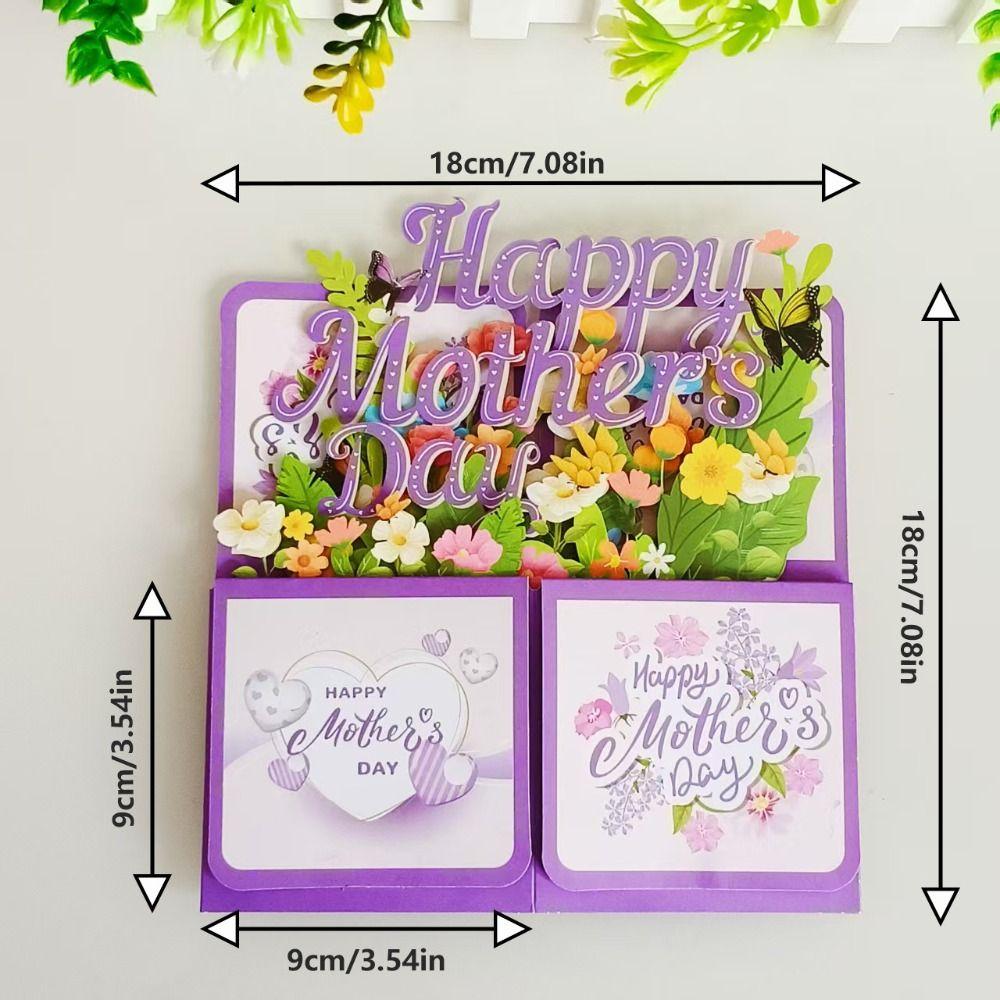 Papírová 3D vyskakovací kytice karta Motýl Květina Papírové květiny Pohlednice Máma Manželka