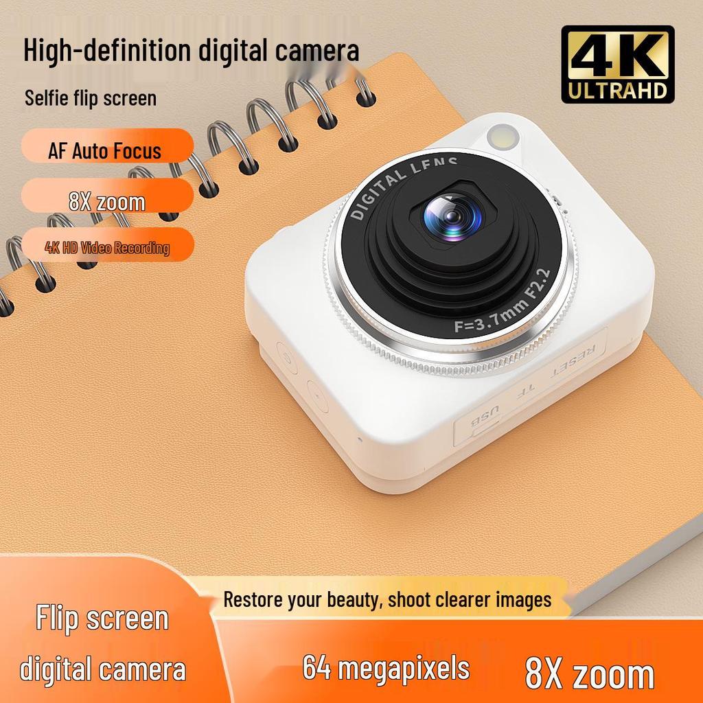 CCD Digital Camera with Flip Screen and HD Selfie Mode - Cute, Portable, Entry-Level for Students and Travel
