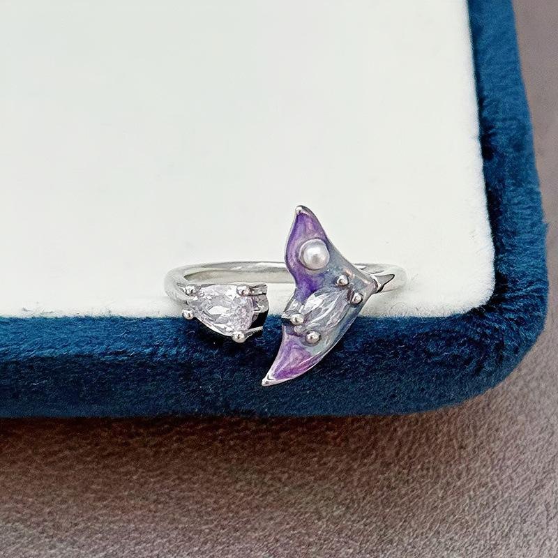 Fashion Style Temperament, Colorful Fishtail Enamel Open Ring, Personalized Women'S Niche Light Luxury Stacked Ring