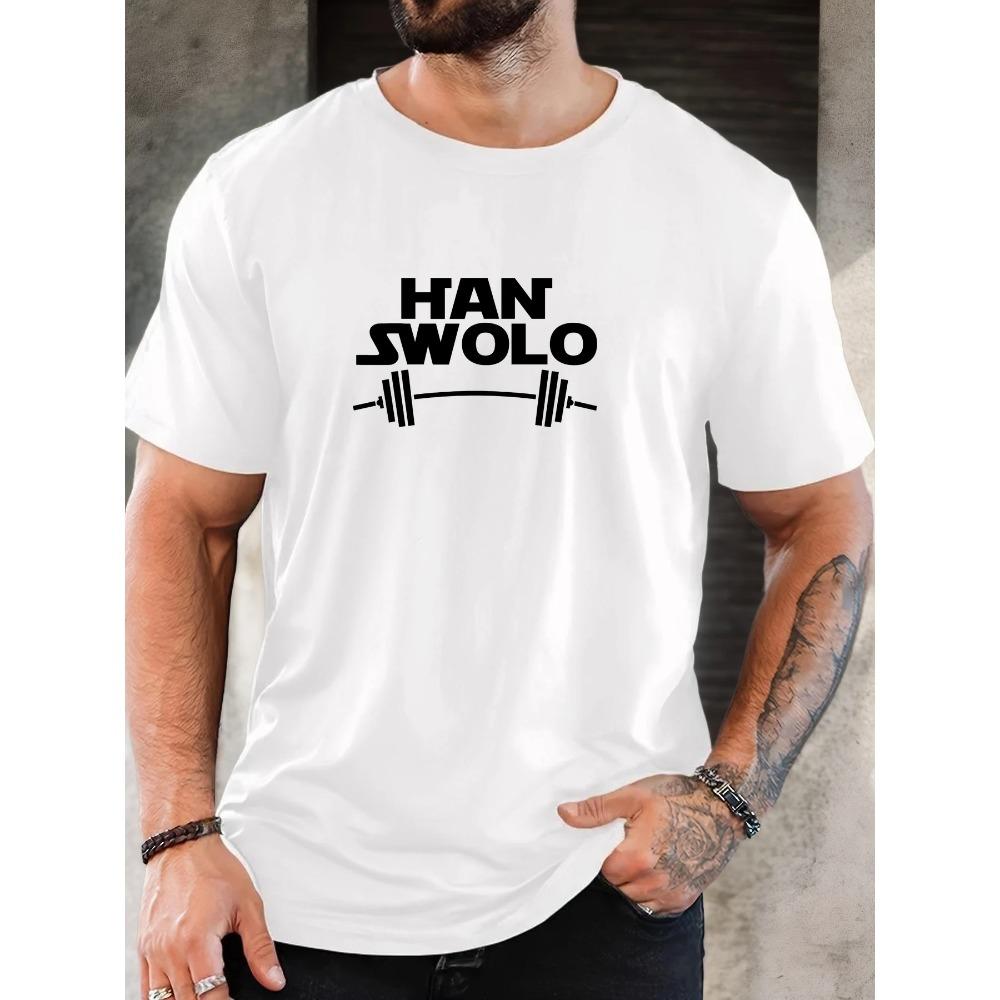 Men's HAN SWOLO Pattern Summer Casual Round Neck Short T-shirt