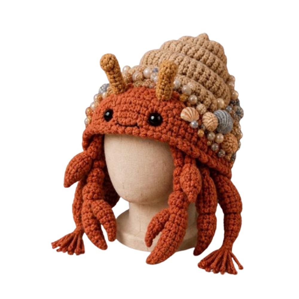 Warm Animal Hood Knitting Hat Adorable Woodland Animal Headwear Dragon Wolf Frog Hat  Party Cosplay