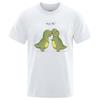 Hug Me Kawaii Green Little Dinosaur Funny Male T Shirts Loose T-Shirts Summer Cotton T-Shirts Oversized Street Short Sleeves