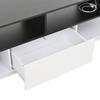 Freistehender TV-Schrank mit LED-Beleuchtung, L-Form und Schubladen, Hochglanz Weiß, Geeignet für 75-Zoll-Fernseher, Weiß+Schwarz, 180*40*48cm