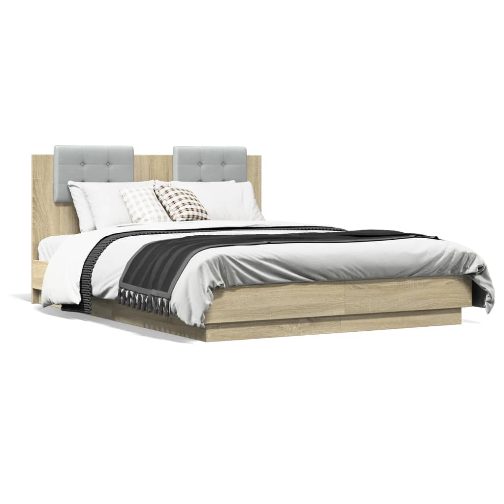 Bed Frame with Headboard Sonoma Oak 120x190 cm Wood Based Panel
