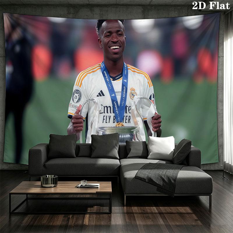 Vinicius Jr Wall tapestry, aesthetic printed fabric blanket, suitable for bedroom, living room, and home decor.