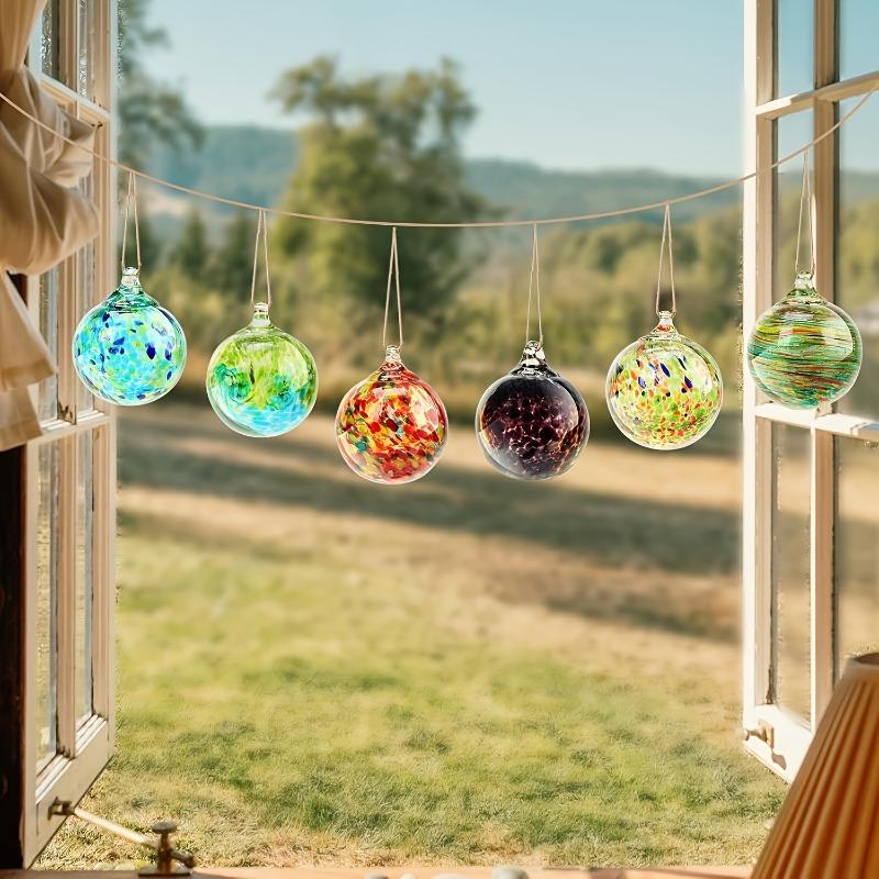 6pcs Christmas Ball Hand-Blown Glass Ornaments Balls Glass Ornaments Hanging Friendship Ball Glass Witches Balls Gazing Balls