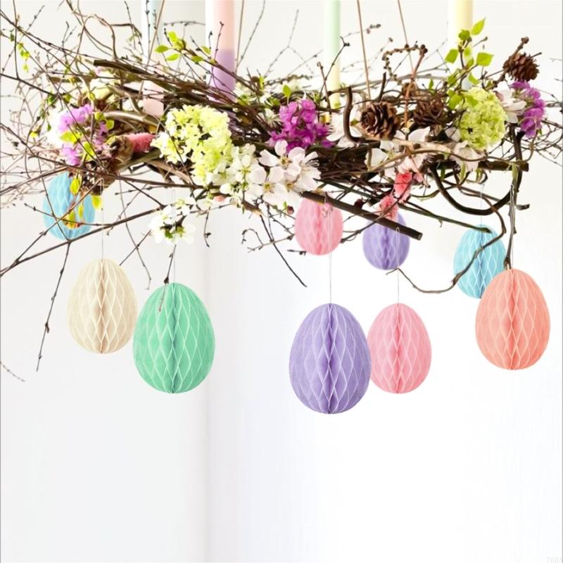 Pack Of 6 Paper Eggs Pendant Tree Ornament Spring Holiday Hanging Ornament For Basket Fillers Christmas Tree Decoration