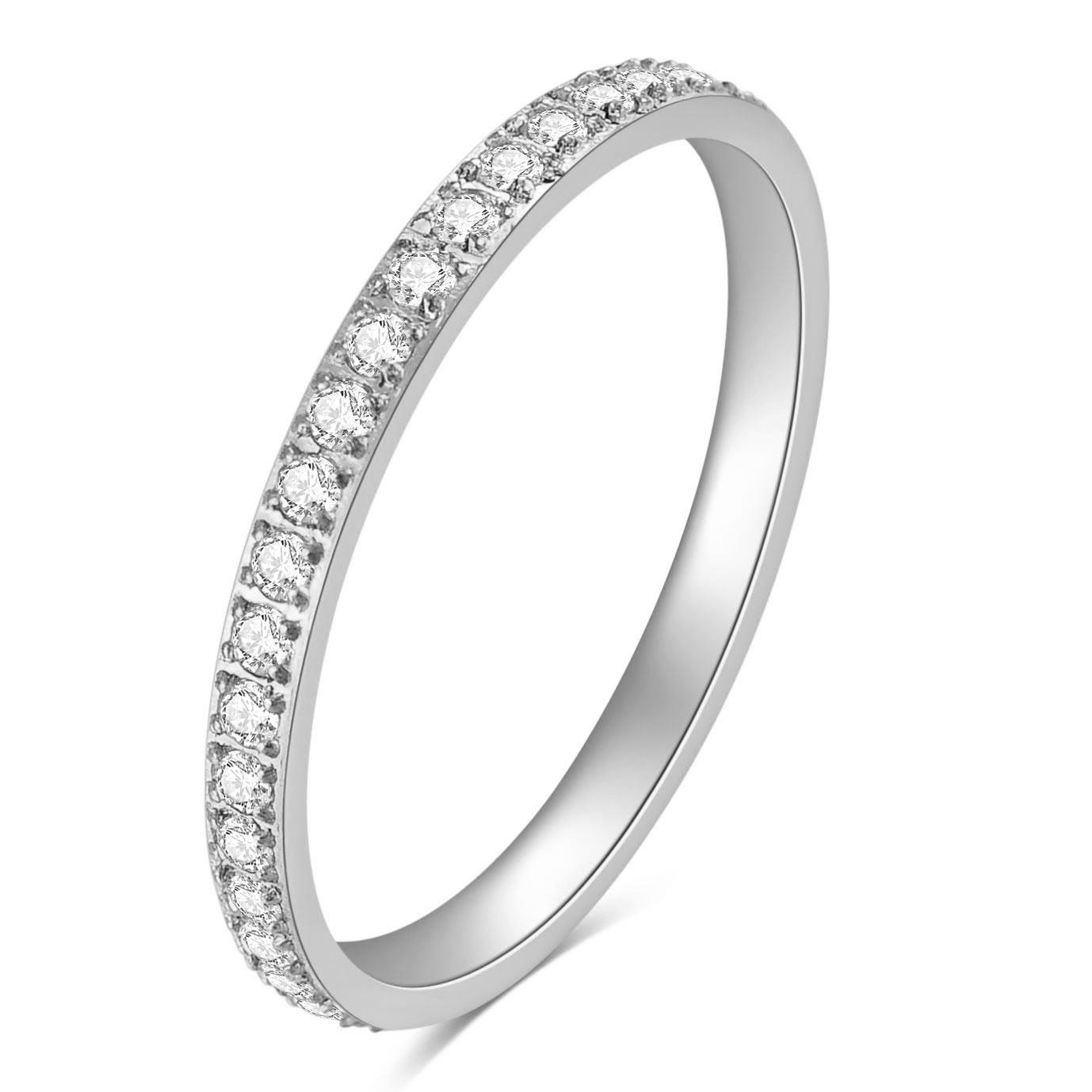 

Full Small CZ Zircon Channel Setting Stainless Steel Engagement Rings for Women 5