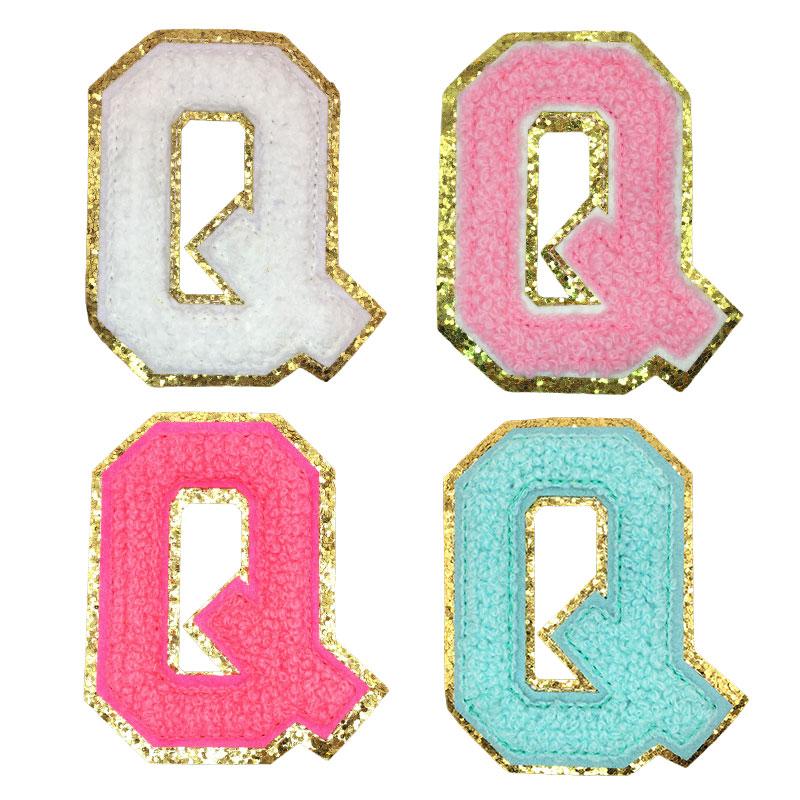 4Pcs Chenille Letters Patches Embroidery Iron On Letters Patch Appliques For Clothing Sticker Diy Accessories Large Size: 8.2Cm