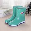 Fashion rain shoes women's short rain boots four-season water shoes wear waterproof thick-soled water boots and velvet thermal overshoes