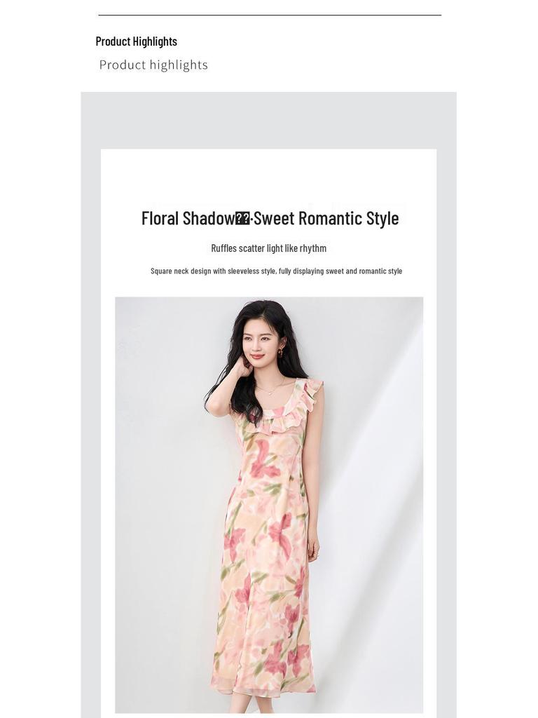 Elegant Slimming Summer Ruffle Dress - French Chic Style