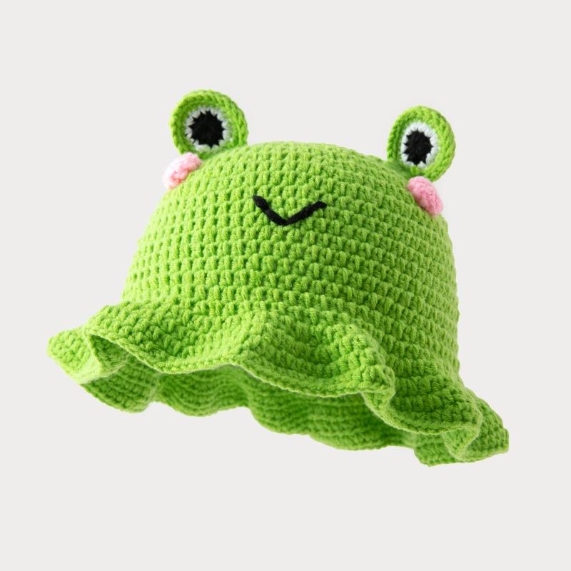 Women Knitted Hats New Cartoon Cute Handcrafted Animal Bucket Hats Autumn Winter 2025 Women's Warm Cold-proof Thicken Caps