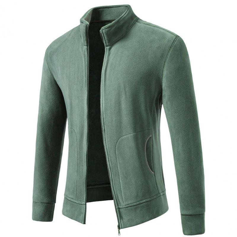 2025 Men s Casual Ollie Fleece Cardigan: Solid Color, Stand Collar, Plus Thickened for Autumn/Winter 2XL
