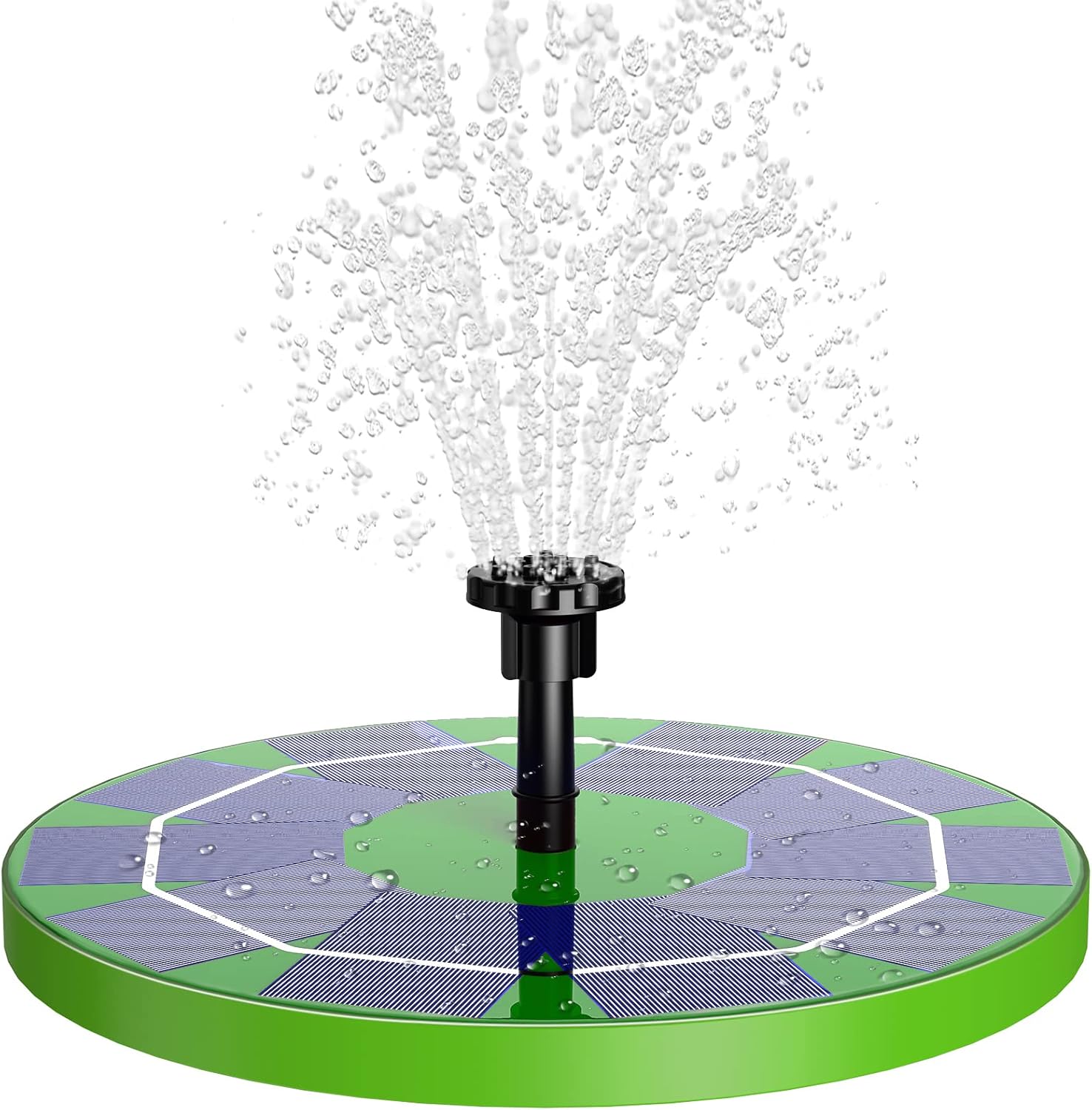 

3 Вт Зеленый Солнечный Фонтан, Солнечный Насос для Пруда с Аккумулятором и 6 Насадками для Птичьей Купальни Аквариума Садового Фонтана