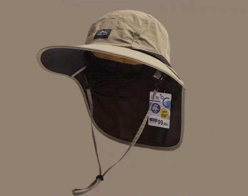 

Outdoor Sun Protection and UV Blocking Hat for Men and Women, Summer Neck Protection Fishing Cap, Parent-Child Style for Camping хаки