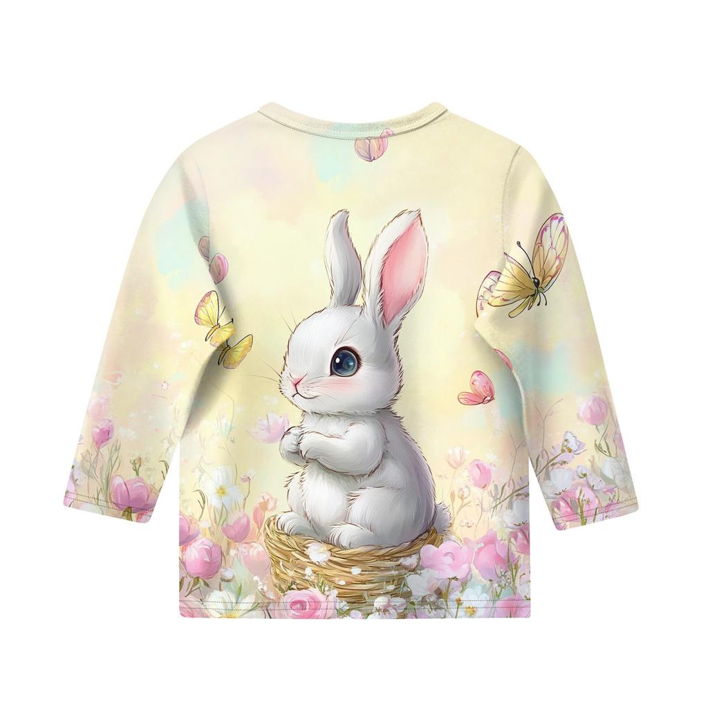 Print Tops For Youth Girls 5-16 Years Round Neck 3/4 Sleeves T-Shirts Trendy Tops Outfit Tees
