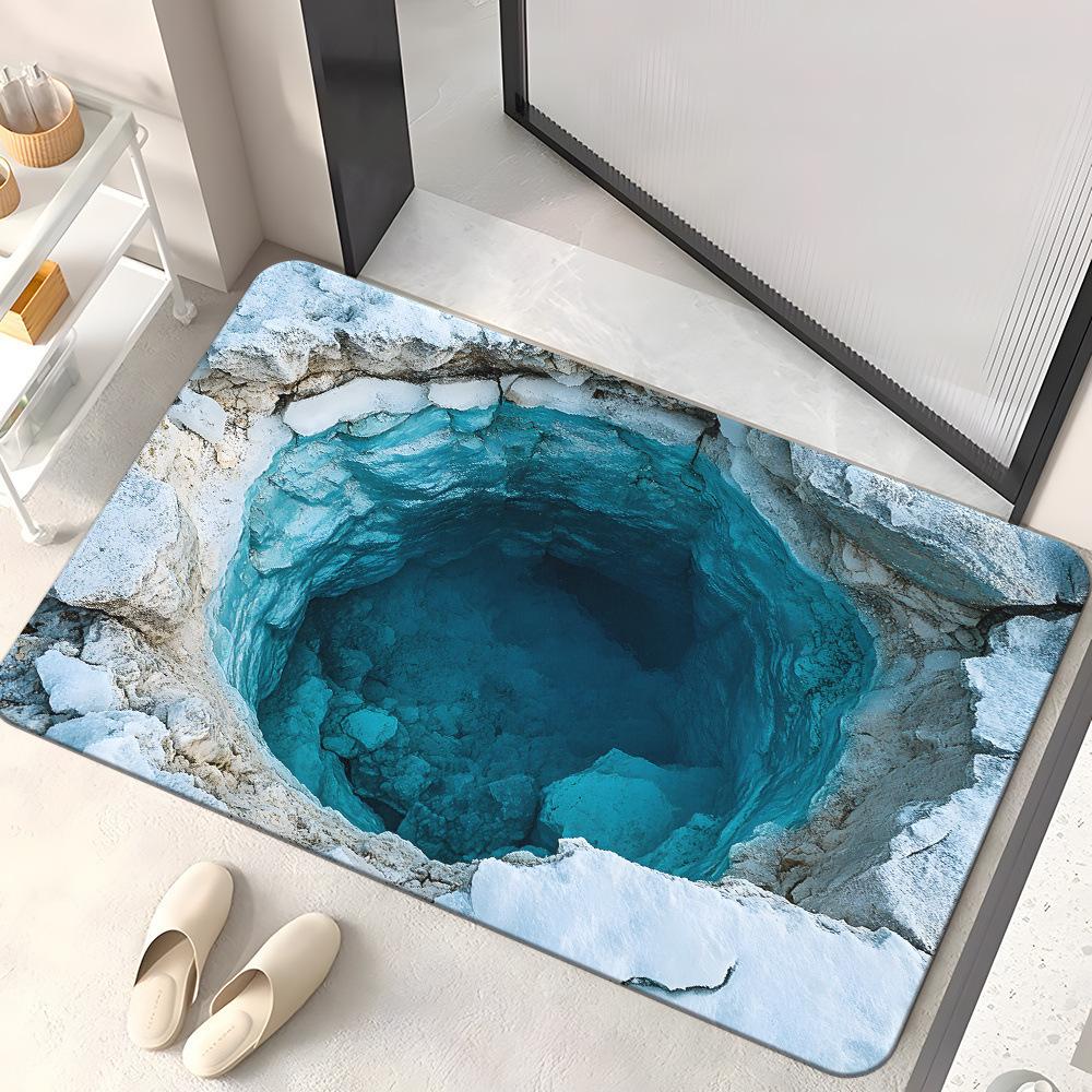 3D Visual Abstract Anti Slip Floor Mat, Absorbent Quick Drying, Entrance Door, Lobby, Bathroom Floor Mat