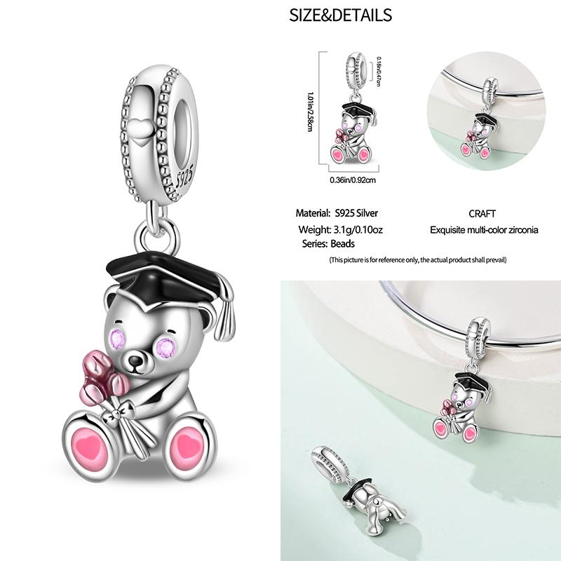 100% Copper Cute Little Bear Butterfly Flamingo Charms Beads Rose Princess Pendants Fit Diy Bracelets Jewelry Gifts