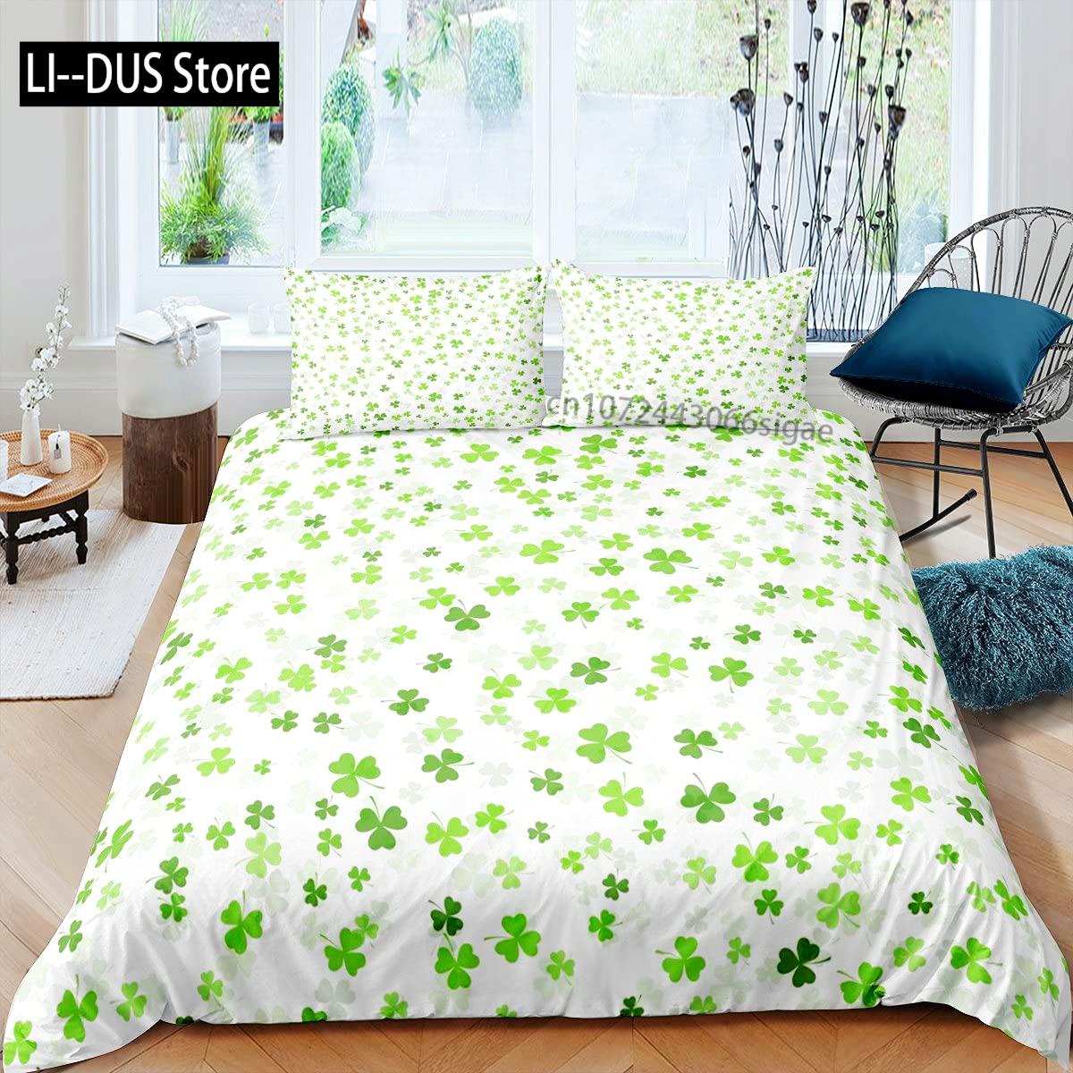 

Comforter St. Patrick S Day S Lucky Shamrocks Pattern Irish Clover Prints Bedding Set With 1 S 2 S Comforter (quilt)-EU Single(135*200cm)3pcs