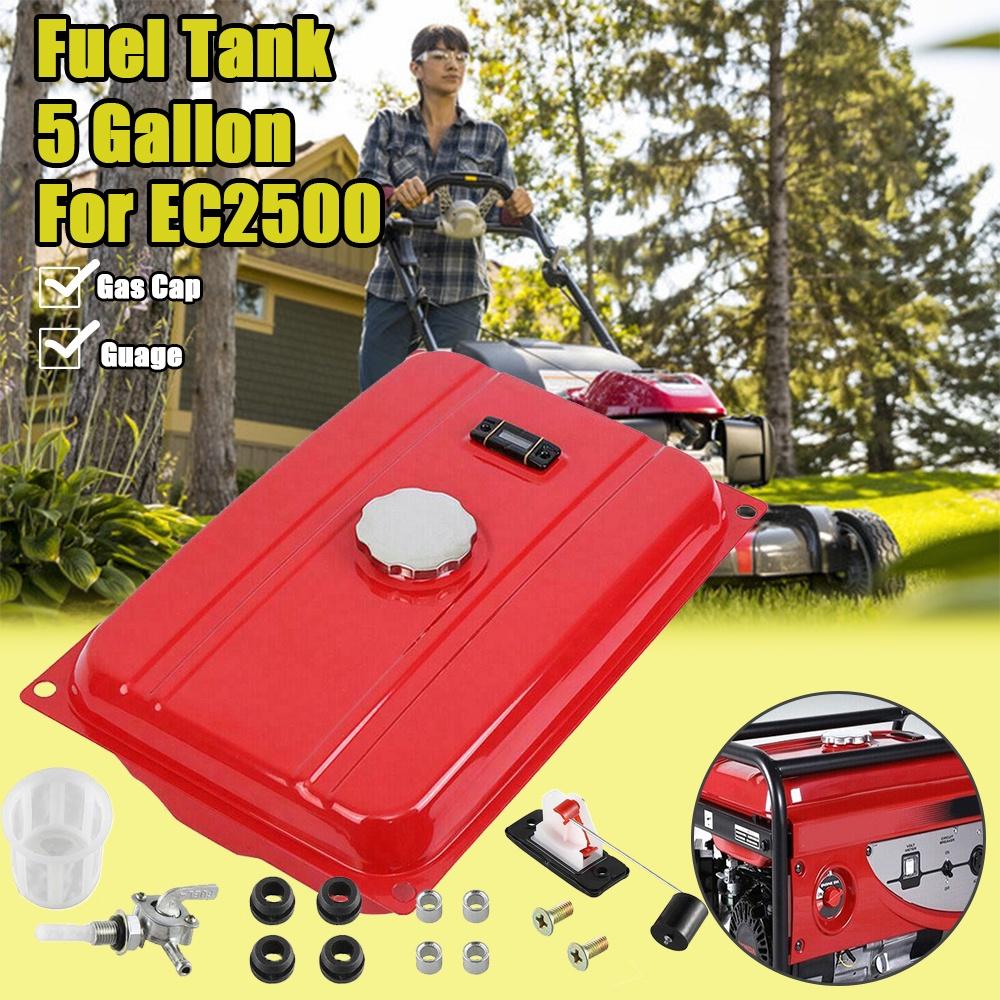 Red 5 Gallon Tank Generator 5 Gallon Gas Fuel Tanks Filter Cap Gauge Valve Petcock Universal For EC2500 Gasoline Engine Parts Galao