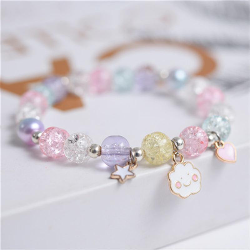 Makersland Cute Popcorn Beads Bracelet Friendship Glass Bracelets For Girls Star Moon Cloud Flower Zircon Accessories Wholesale