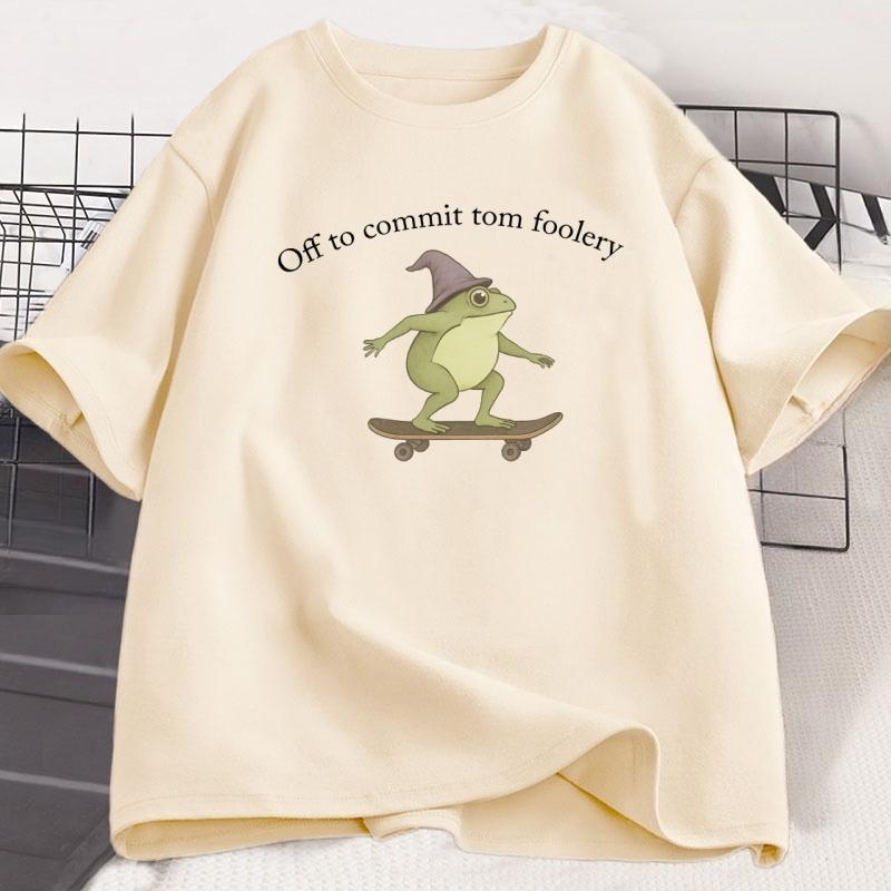 Funny Frog TShirt Silly Weirdcore Graphic Tee Printed Cotton Shortsleeve T Shirt WOMEN Unisex Cool Streetwear Tshirts Clothing