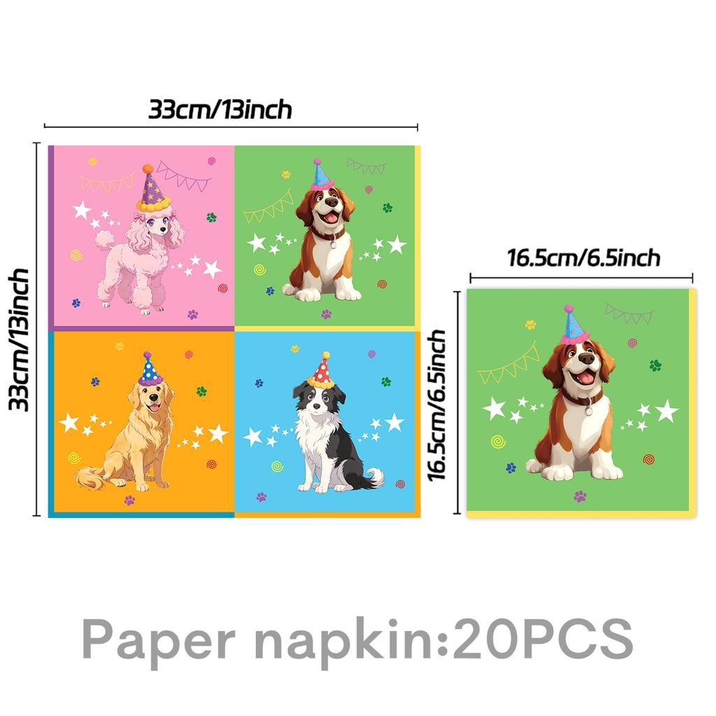 Cartoon Puppy Dog Birthday Party Decorations Supplie Celebration Party Disposable Banner Tablecloth Cup Plate Baby Shower Set
