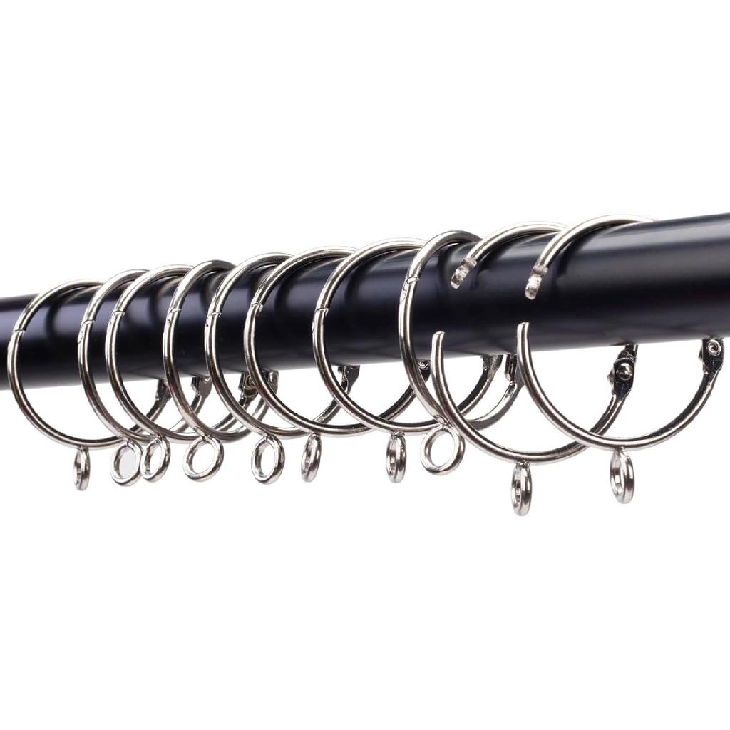 Openable Curtain Rings with Eyelets, 1inch Heavy Duty Rustproof Metal Drapery Rings,Shower Curtain Rings 24pcs Black Zocang