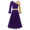 Kids Girls Church Long Dress Celebration of Spirit Praise Dance Maxi Skirt Dancing Outfits Long Sleeve Dancewear