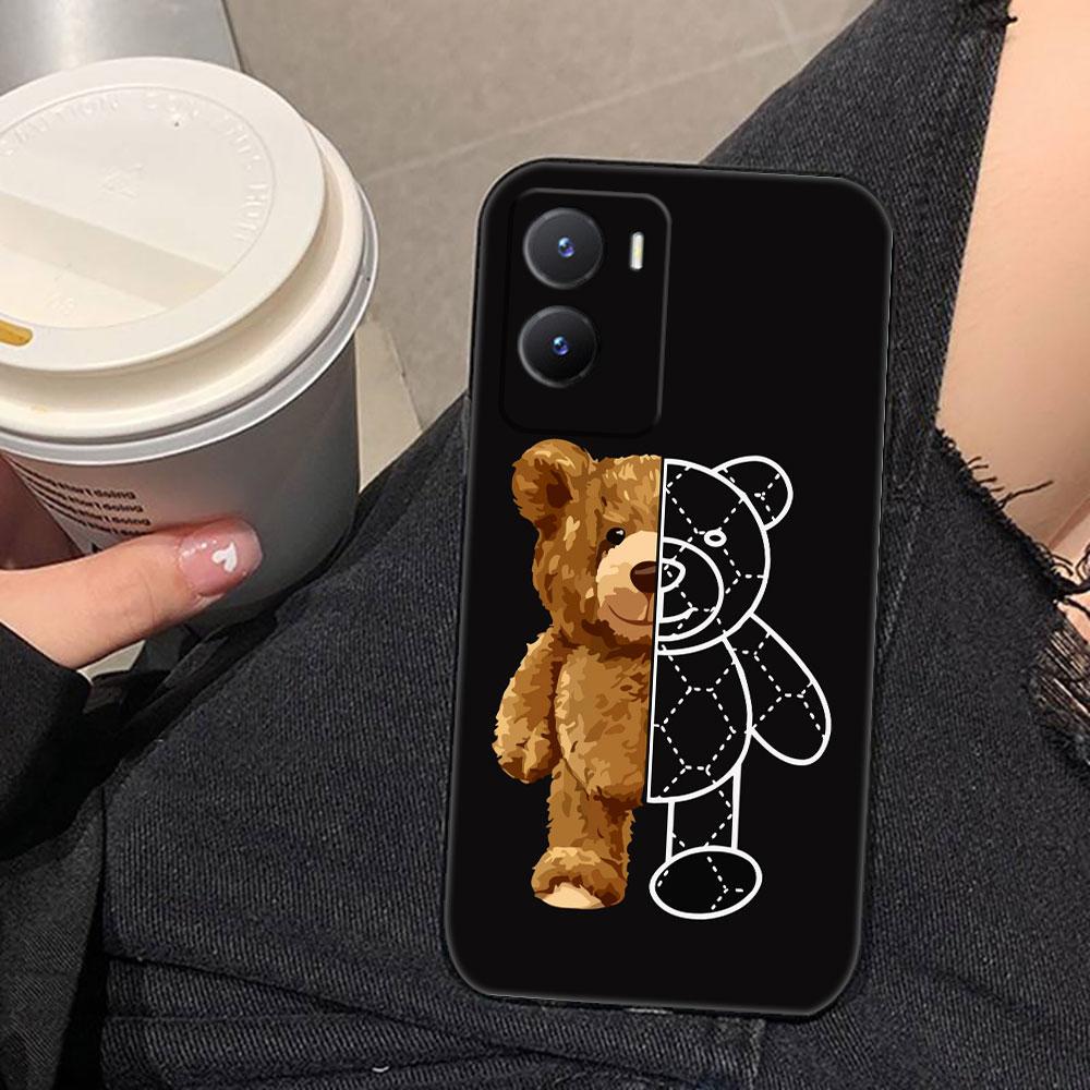 Naughty Cute Bear Phone Case For VIVO V60 V50 V40 LITE S1 V17 V20 SE V21 V23 V23E V25 V25E V27 V27E V29 V29E V30 Case Cover Capa
