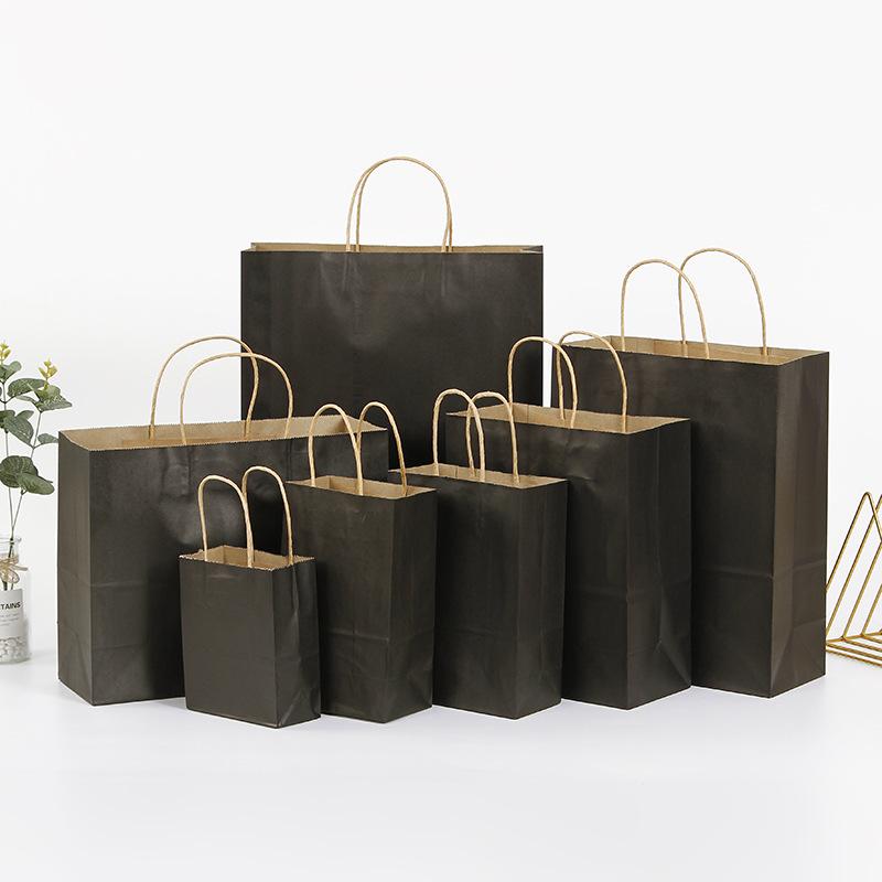 10 PCS/lot Gift Paper Bag with Handles Dark Color Festival Gift Bag Wedding Party Pure Dark Blue Craft Kraft Paper