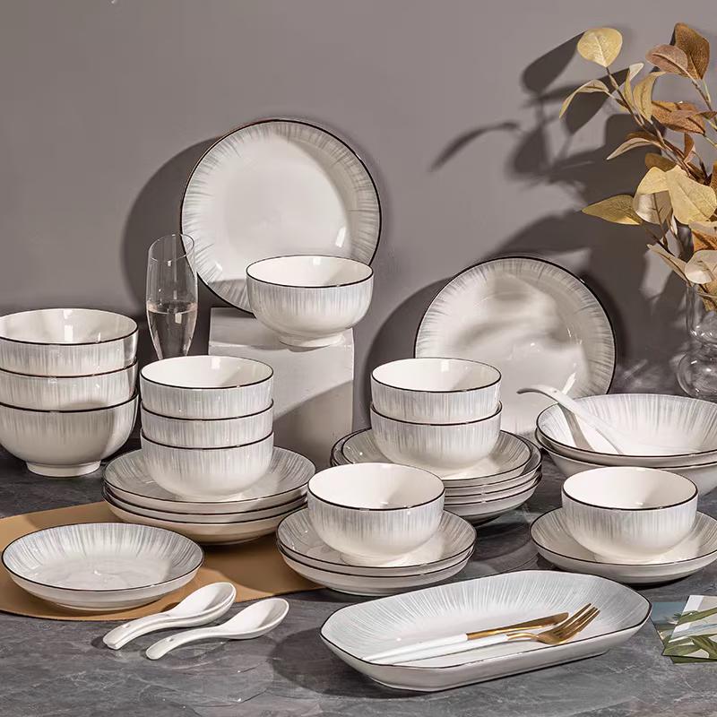 Zhi Shi 57-Piece Underglaze Ceramic Dinnerware Set