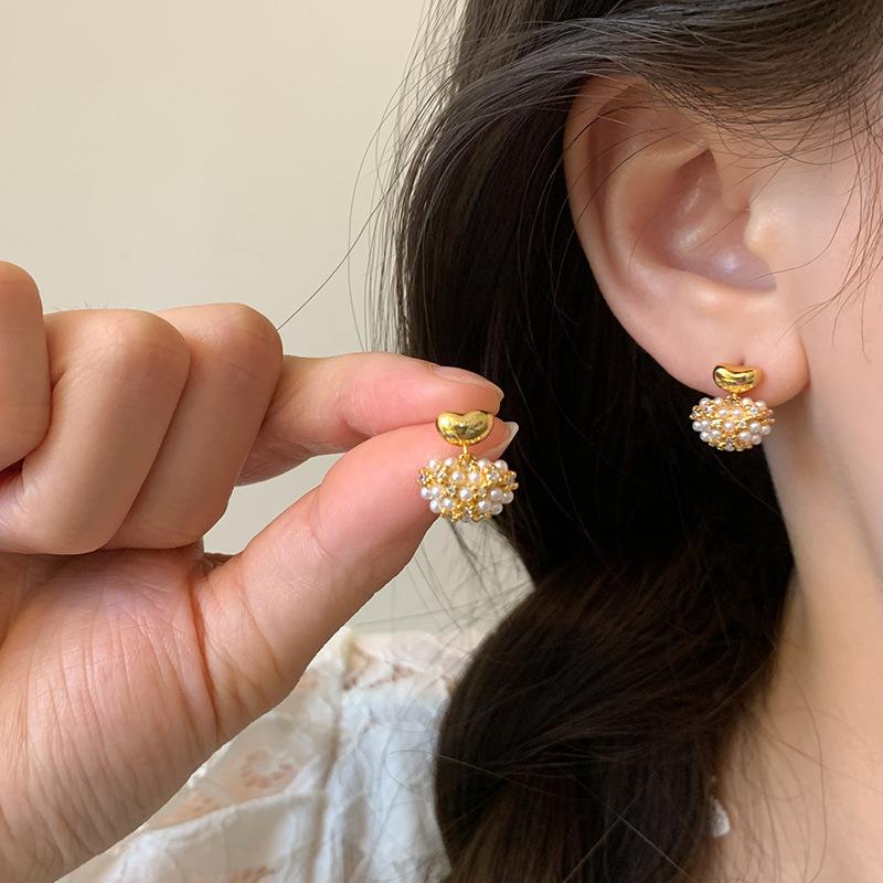 Silver needle pea zircon earrings women s stud earrings
